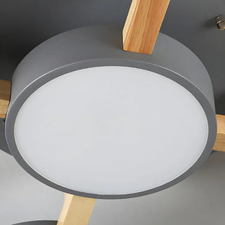 Nordic Round Wood Flush Mount Ceiling Light 6-Light Zawala Image - 23