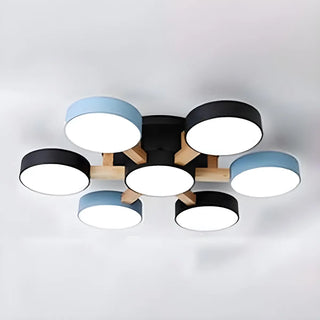 Nordic Round Wood Flush Mount Ceiling Light 6-Light Zawala Image - 27