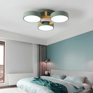 Nordic Round Wood Flush Mount Ceiling Light 6-Light Zawala Image - 3