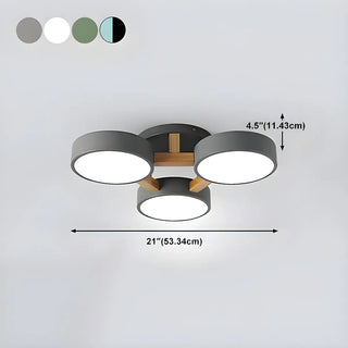 Nordic Round Wood Flush Mount Ceiling Light 6-Light Zawala #size