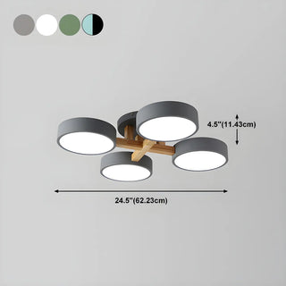 Nordic Round Wood Flush Mount Ceiling Light 6-Light Zawala Image - 33