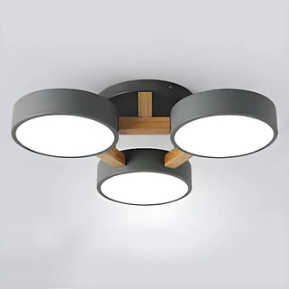 Nordic Round Wood Flush Mount Ceiling Light 6-Light Zawala Image - 5
