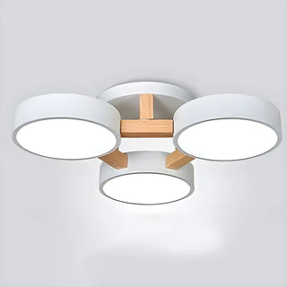 Nordic Round Wood Flush Mount Ceiling Light 6-Light Zawala Image - 6