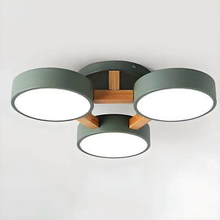 Nordic Round Wood Flush Mount Ceiling Light 6-Light Zawala Image - 7