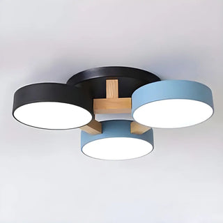 Nordic Round Wood Flush Mount Ceiling Light 6-Light Zawala Image - 8