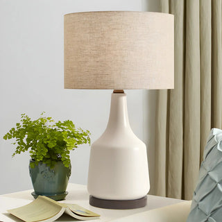 Vintage Drum Fabric Ceramic Bottle Base Bedside Lamp Zawala Image - 2
