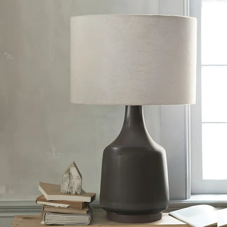 Vintage Drum Fabric Ceramic Bottle Base Bedside Lamp Zawala Image - 3