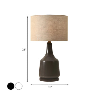 Vintage Drum Fabric Ceramic Bottle Base Bedside Lamp Zawala #size