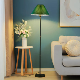 Nordic Green Cone Fabric Shade Metal LED Floor Lamp Zawala Image - 1