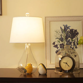 Simple Nordic Fabric Pear Clear Glass Base Table Lamp Zawala Image - 1