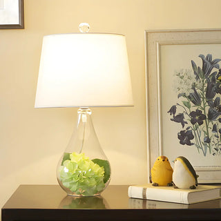 Simple Nordic Fabric Pear Clear Glass Base Table Lamp Zawala Image - 2