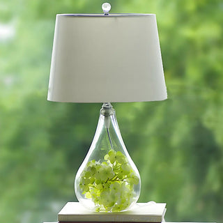Simple Nordic Fabric Pear Clear Glass Base Table Lamp Zawala Image - 3