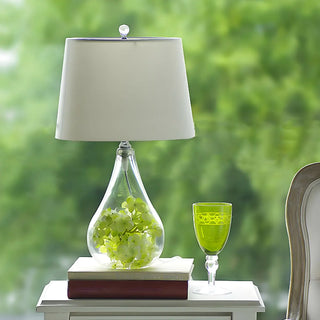 Simple Nordic Fabric Pear Clear Glass Base Table Lamp Zawala Image - 4