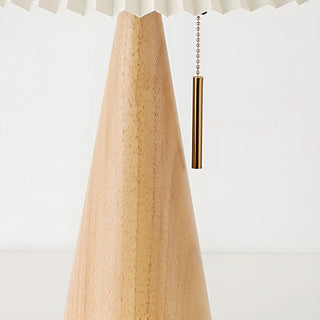 Stylish Pleated Shade Conical Wooden Base Table Lamp Zawala Image - 11