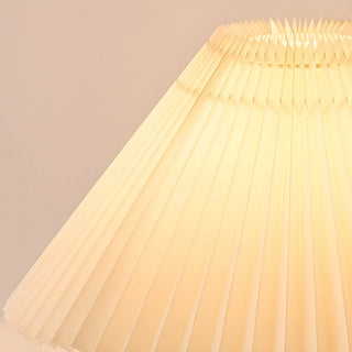 Stylish Pleated Shade Conical Wooden Base Table Lamp Zawala Image - 12