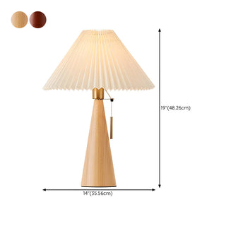 Stylish Pleated Shade Conical Wooden Base Table Lamp Zawala #size