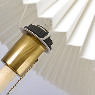 Modern Wooden Umbrella Shade Table Lamp - White, 8.5" Image - 10