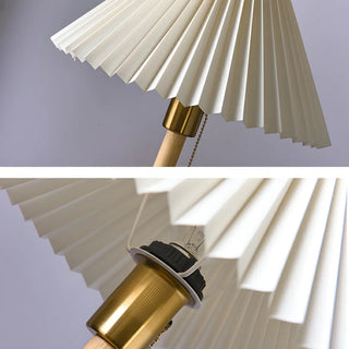 Modern Wooden Umbrella Shade Table Lamp - White, 8.5" Image - 11