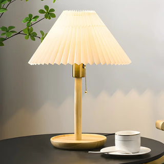 Modern Wooden Umbrella Shade Table Lamp - White, 8.5" Image - 12