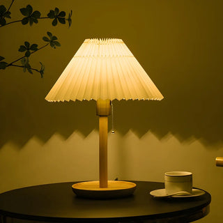Modern Wooden Umbrella Shade Table Lamp - White, 8.5" Image - 13