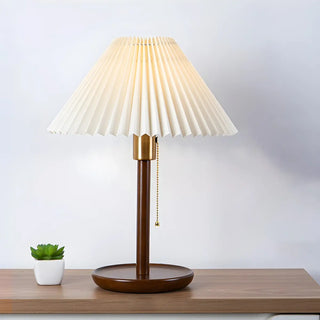 Modern Wooden Umbrella Shade Table Lamp - White, 8.5" Image - 2