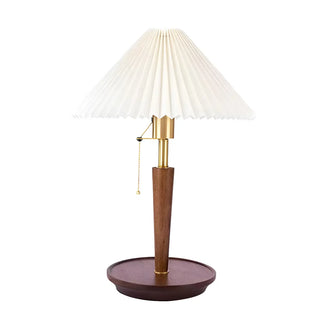 Modern Wooden Umbrella Shade Table Lamp - White, 8.5" Image - 7