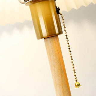 Modern Wooden Umbrella Shade Table Lamp - White, 8.5" Image - 8