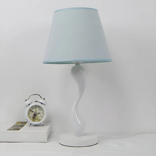 Simple Nordic White Fabric Curved Metal Base Table Lamp Zawala Image - 5