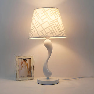 Simple Nordic White Fabric Curved Metal Base Table Lamp Zawala Image - 2
