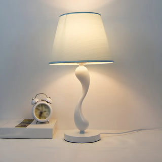 Simple Nordic White Fabric Curved Metal Base Table Lamp Zawala Image - 3