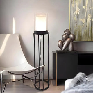 Modish Bedroom Metal Cylinder Black LED Floor Lamp Zawala Image - 2