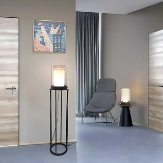 Modish Bedroom Metal Cylinder Black LED Floor Lamp Zawala Image - 3