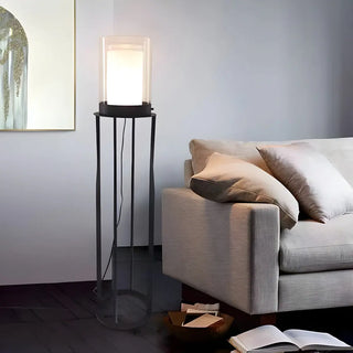 Modish Bedroom Metal Cylinder Black LED Floor Lamp Zawala Image - 4