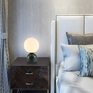 ZOWALA - Contemporary Globe Glass Black Marble Base Table Lamp Image - 1