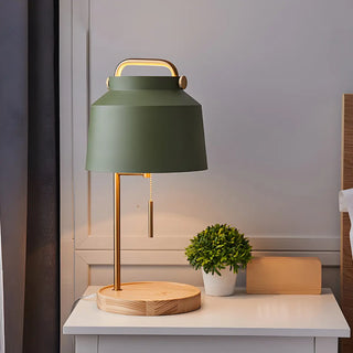 ZOWALA - Nordic Iron Bucket Wood Base Table Lamp Image - 1