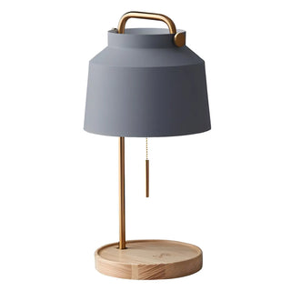 ZOWALA - Nordic Iron Bucket Wood Base Table Lamp Image - 10