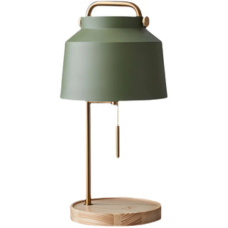 ZOWALA - Nordic Iron Bucket Wood Base Table Lamp Image - 11