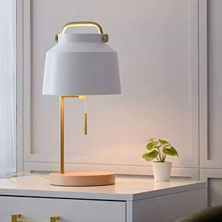 ZOWALA - Nordic Iron Bucket Wood Base Table Lamp Image - 13