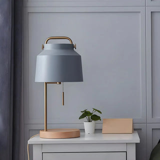 ZOWALA - Nordic Iron Bucket Wood Base Table Lamp Image - 15