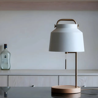 ZOWALA - Nordic Iron Bucket Wood Base Table Lamp Image - 16