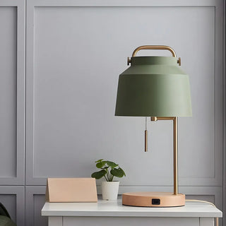 ZOWALA - Nordic Iron Bucket Wood Base Table Lamp Image - 17