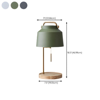 ZOWALA - Nordic Iron Bucket Wood Base Table Lamp #size