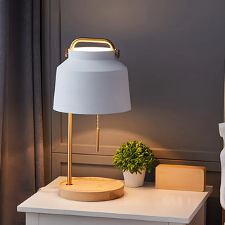 ZOWALA - Nordic Iron Bucket Wood Base Table Lamp Image - 4