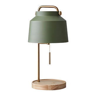 ZOWALA - Nordic Iron Bucket Wood Base Table Lamp Image - 5