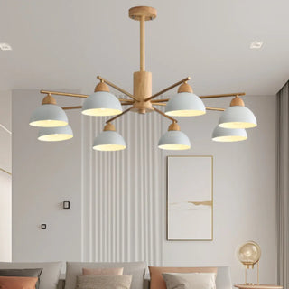 ZOWALA - Nordic Large Wood Metal Dome Chandelier Image - 1