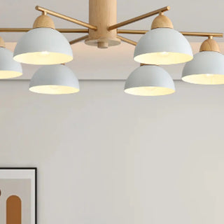 ZOWALA - Nordic Large Wood Metal Dome Chandelier Image - 10