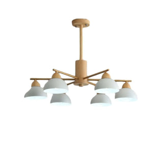 ZOWALA - Nordic Large Wood Metal Dome Chandelier Image - 11