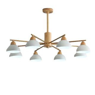 ZOWALA - Nordic Large Wood Metal Dome Chandelier Image - 12