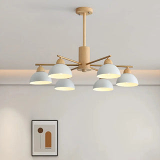 ZOWALA - Nordic Large Wood Metal Dome Chandelier Image - 14