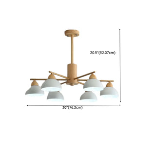 ZOWALA - Nordic Large Wood Metal Dome Chandelier Image - 16